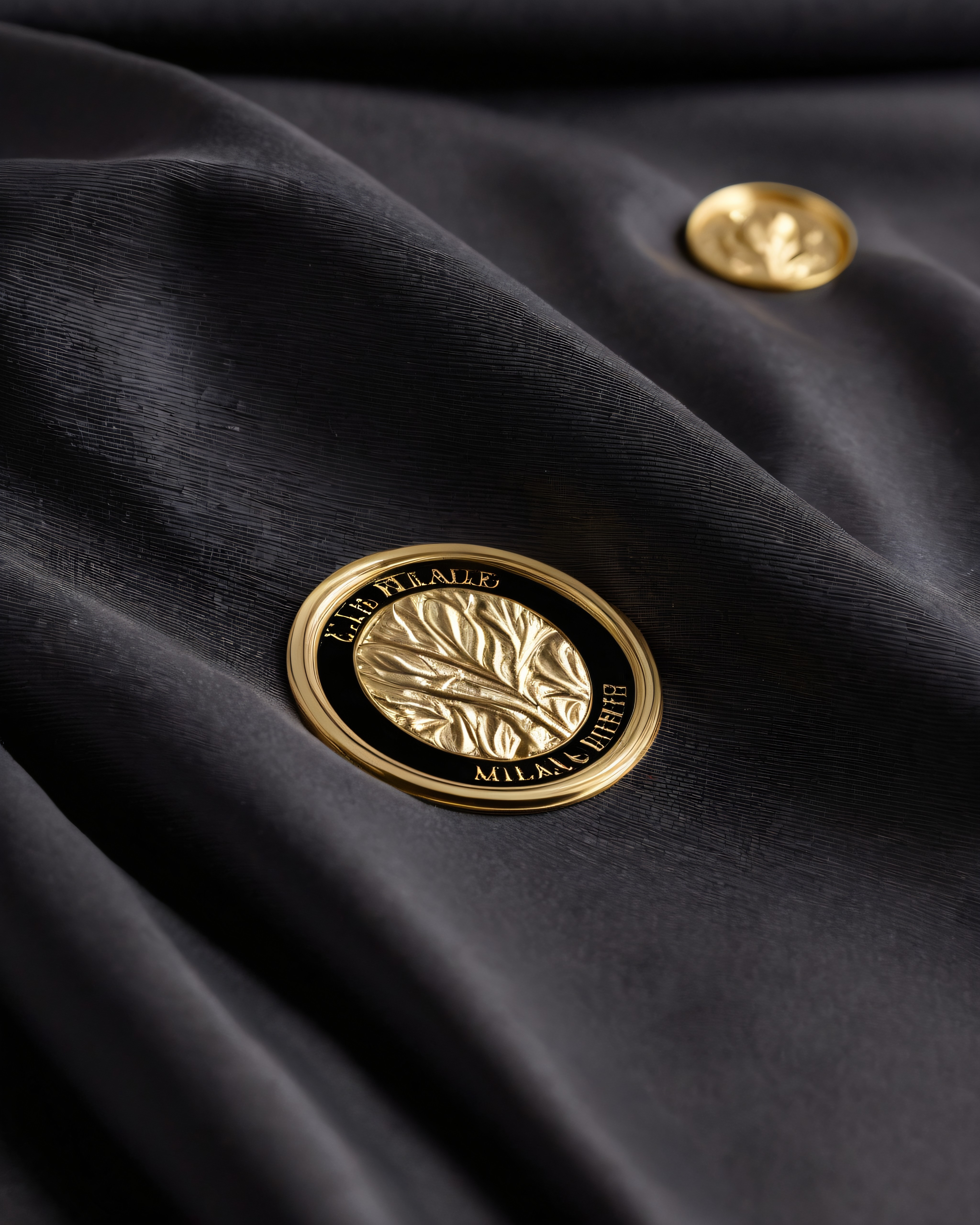 燙金 Foil Print macro close-up — metallic gold silver luxury brand launch